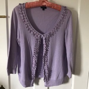 Talbots lavender cardigan with petal detail
